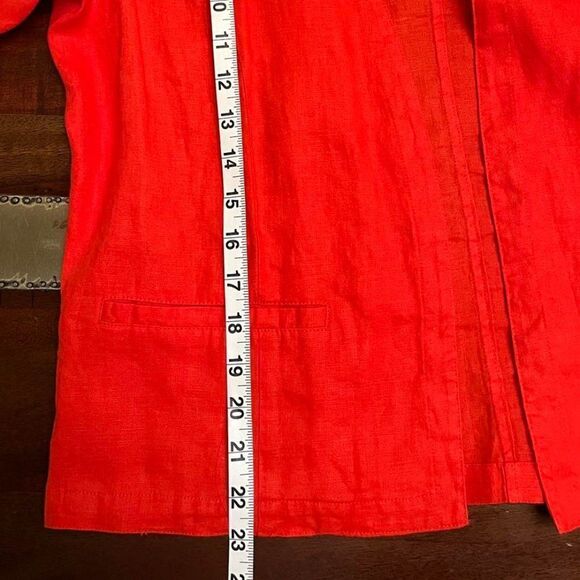 TAHARI Bright red V-neck linen jacket open front size M - Picture 9 of 11